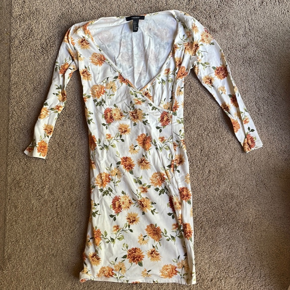 90s style Floral Faux Wrap Mini Dress